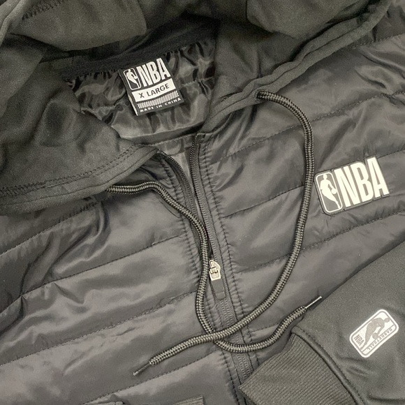 NWT NBA net dry hooded basketball Jacket puffer full zipup black bomber zom7510f - Picture 8 of 9